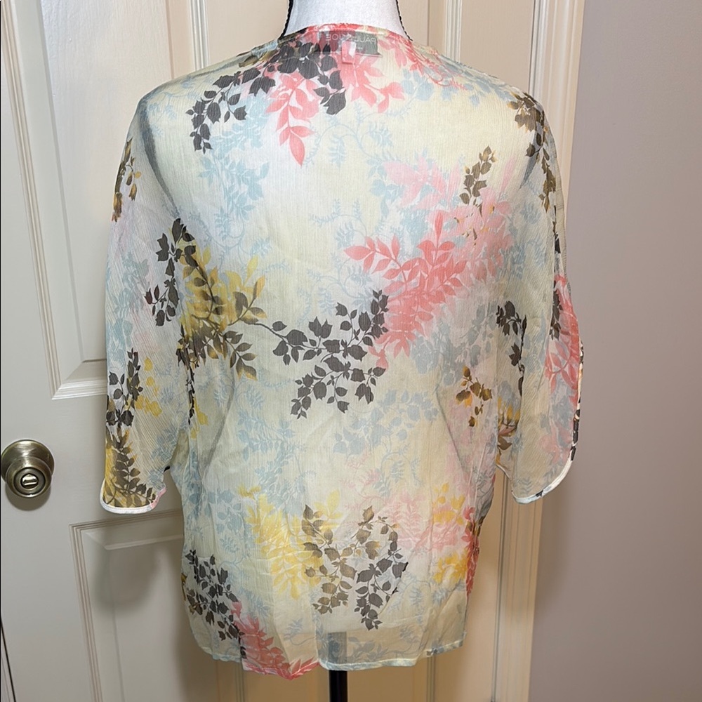 Paul & Joe Boho Silk Chiffon Floral Short Sleeve Blouse size L - Picture 3 of 11